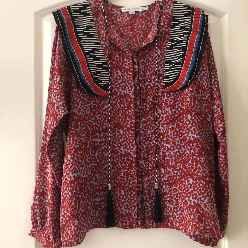 See by Chloe Boho leopard print top